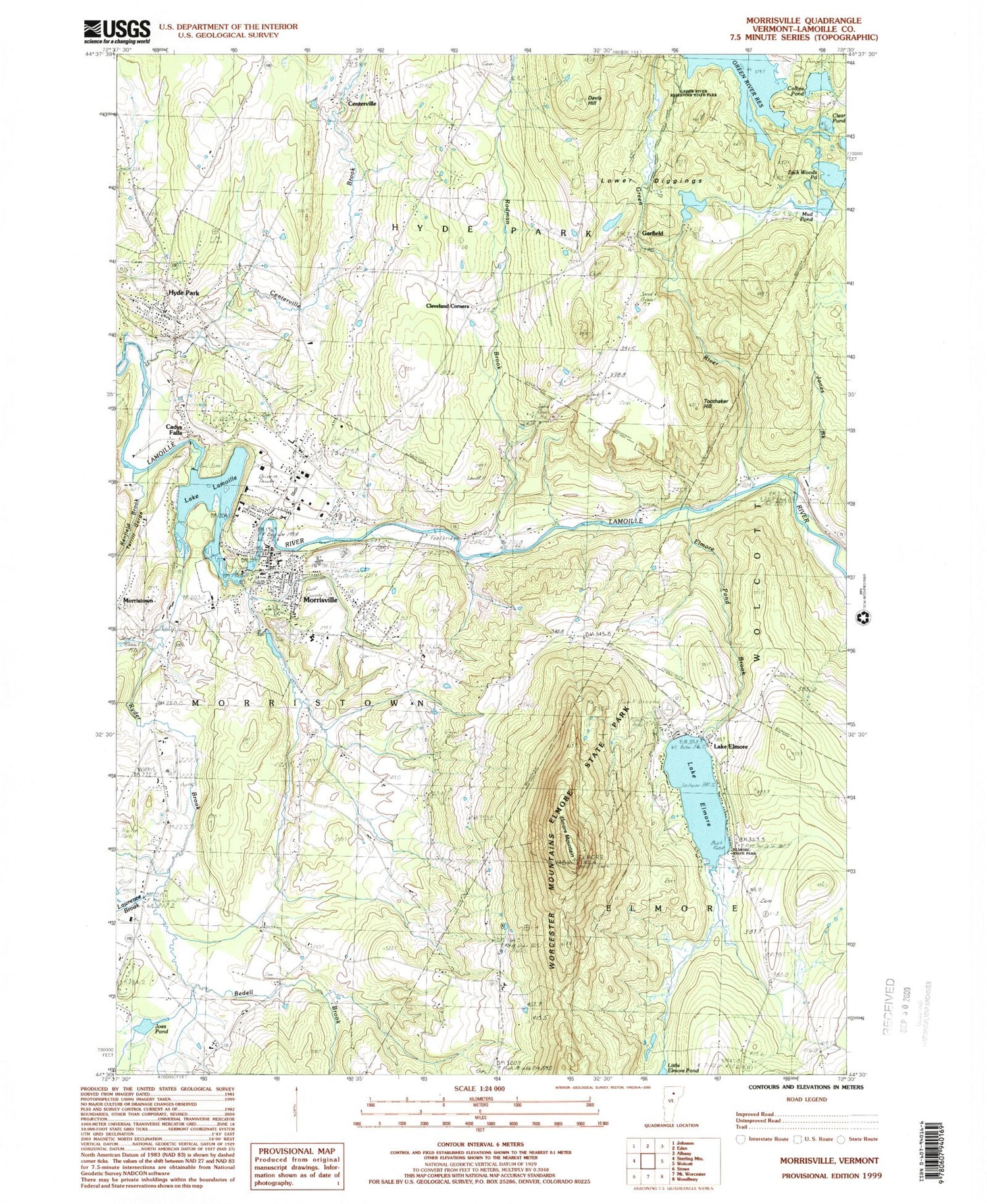 Classic USGS Morrisville Vermont 7.5'x7.5' Topo Map Image