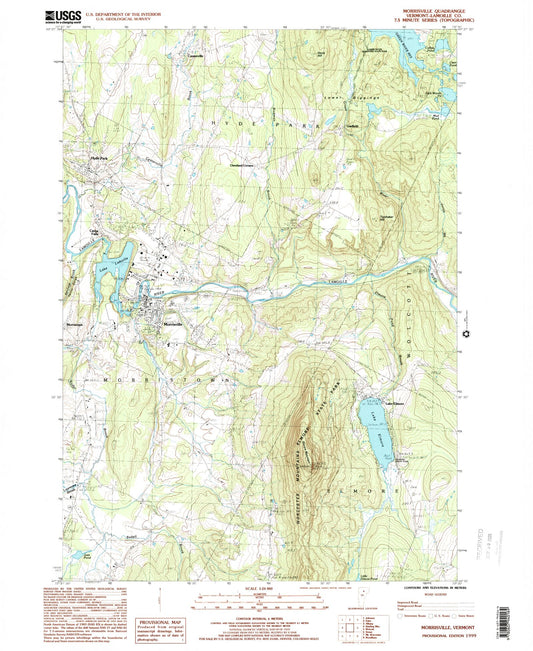 Classic USGS Morrisville Vermont 7.5'x7.5' Topo Map Image