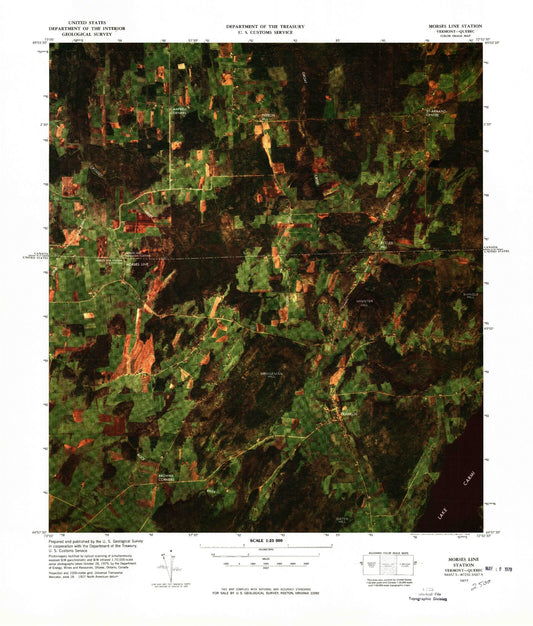 Classic USGS Morses Line Station Vermont 7.5'x7.5' Topo Map Image