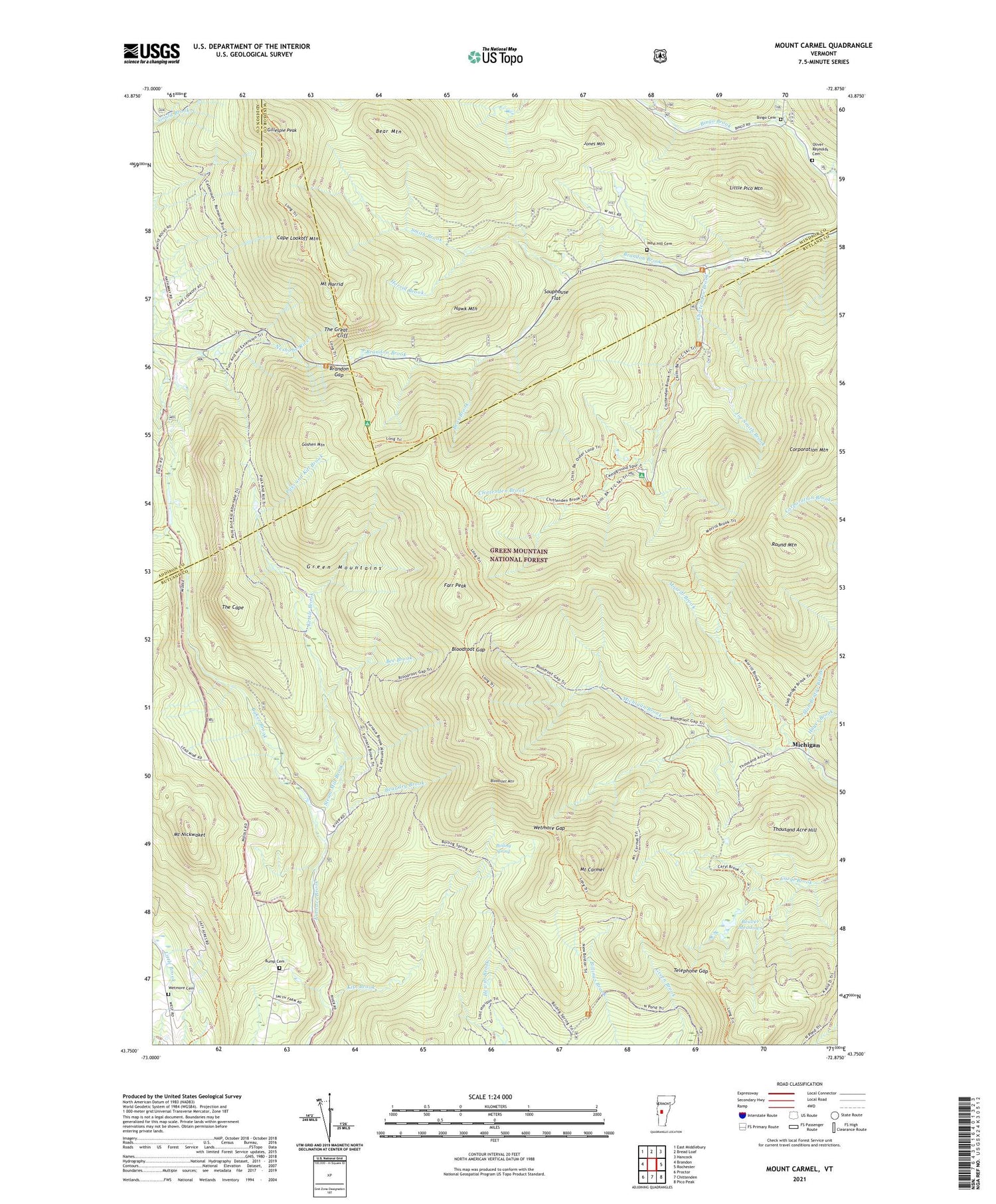 Mount Carmel Vermont US Topo Map Image