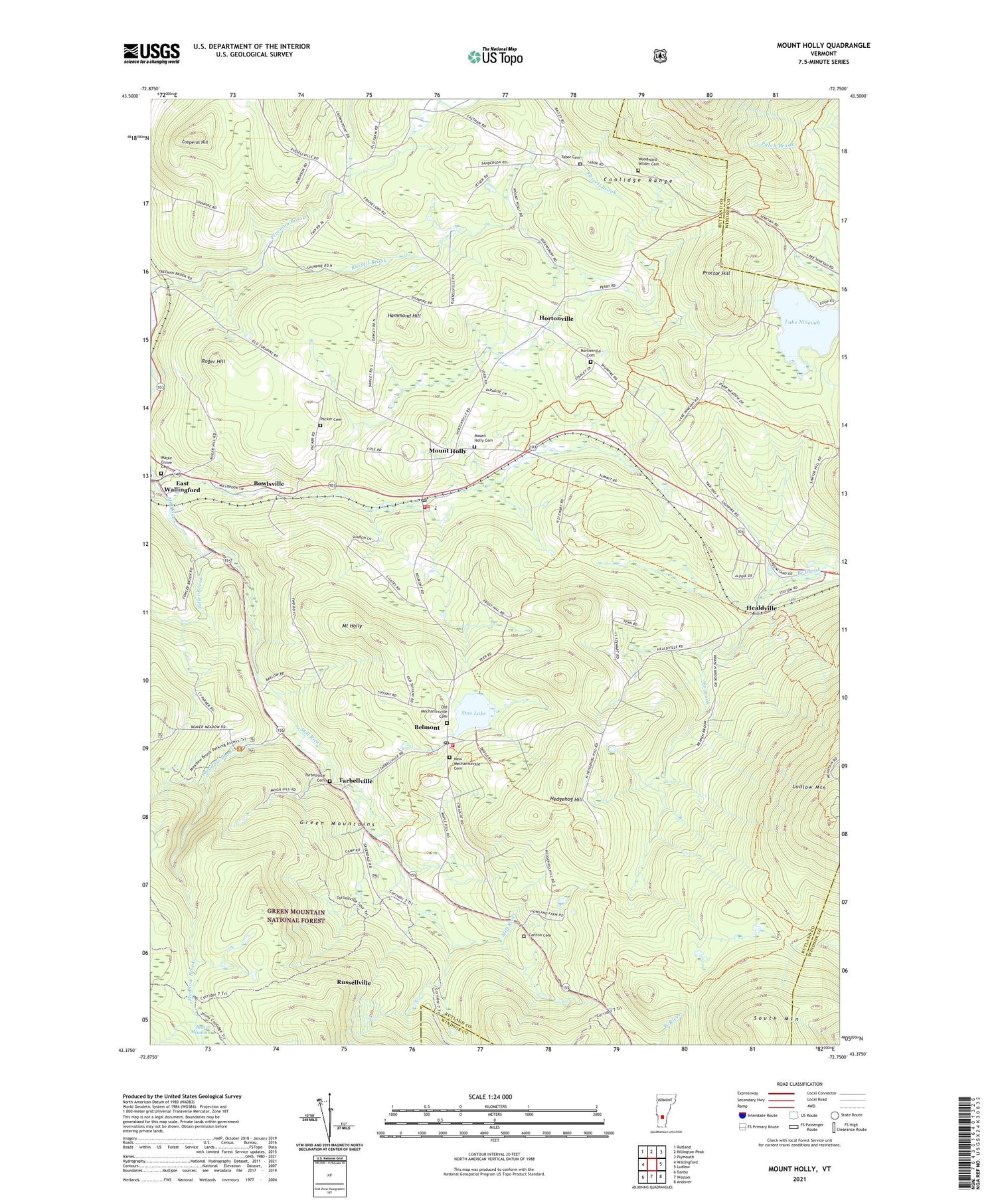 Mount Holly Vermont US Topo Map Image