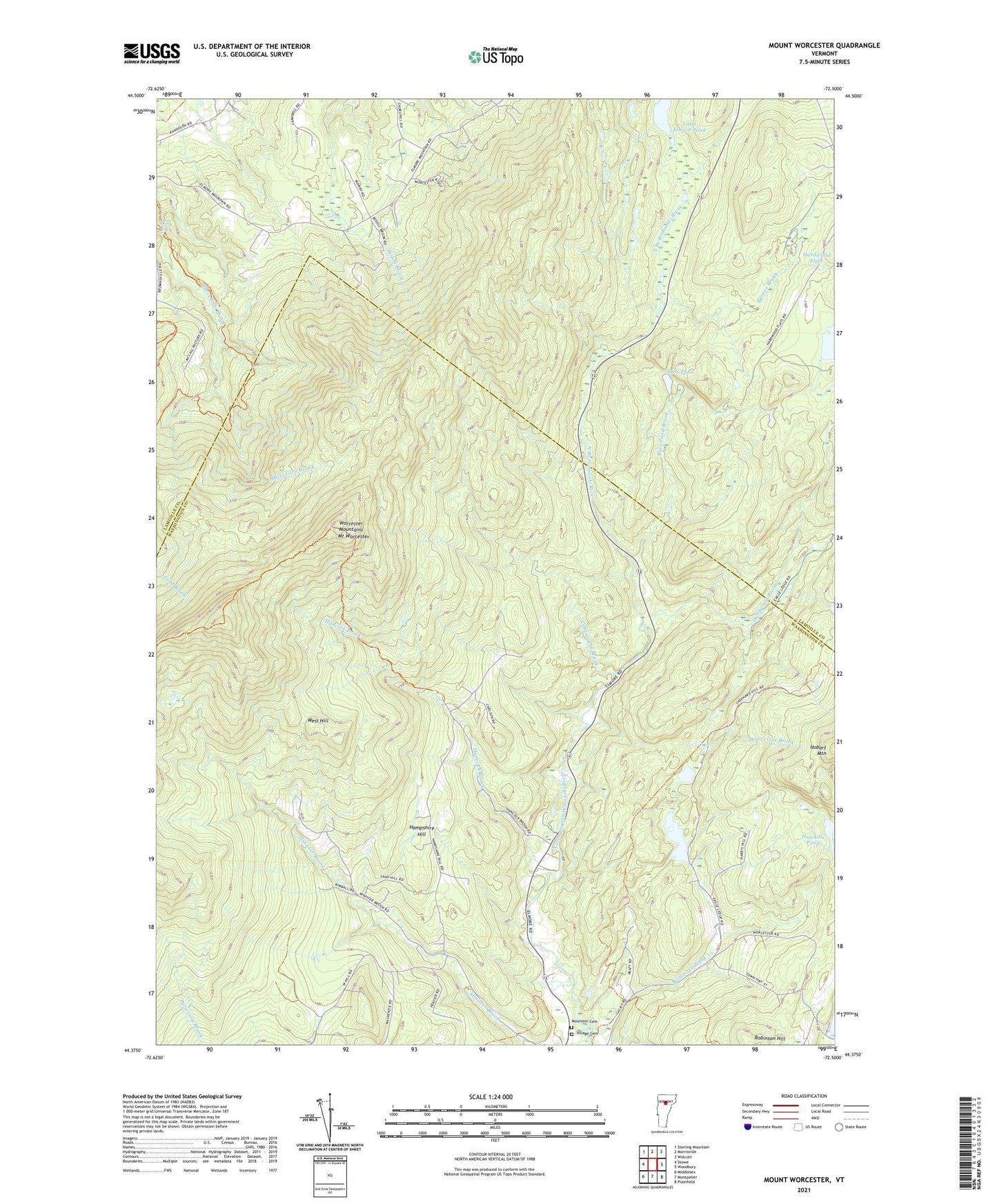 Mount Worcester Vermont US Topo Map Image