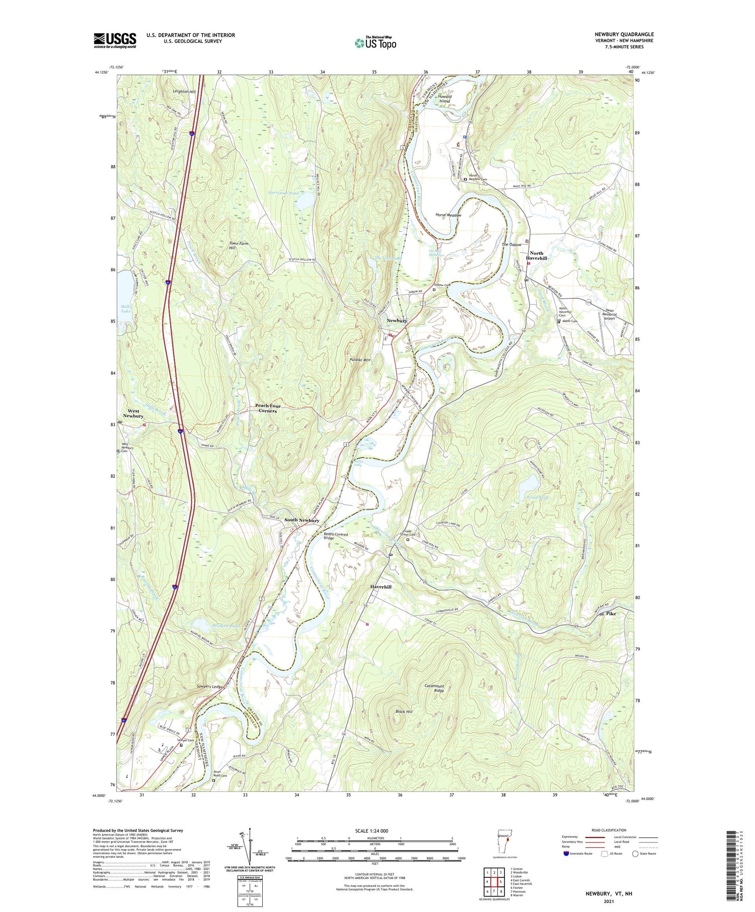 Newbury Vermont US Topo Map Image