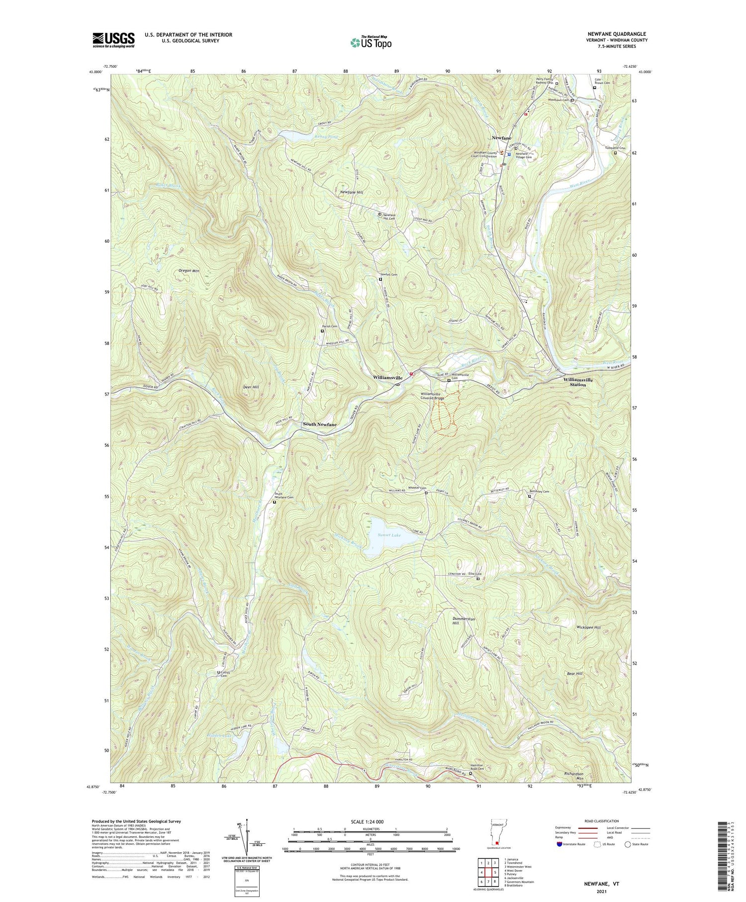Newfane Vermont US Topo Map Image