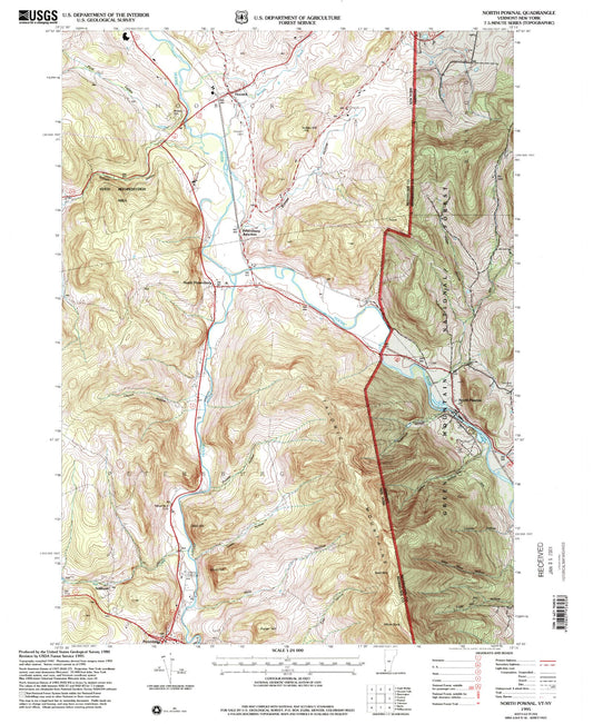 Classic USGS North Pownal Vermont 7.5'x7.5' Topo Map Image