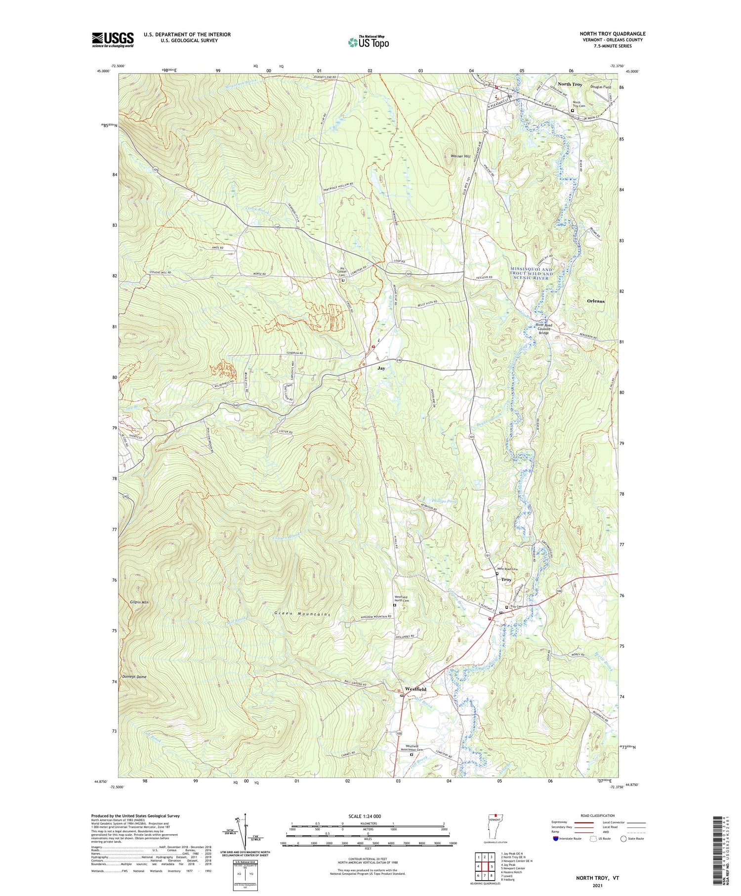 North Troy Vermont US Topo Map Image