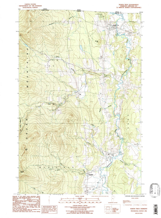 Classic USGS North Troy Vermont 7.5'x7.5' Topo Map Image