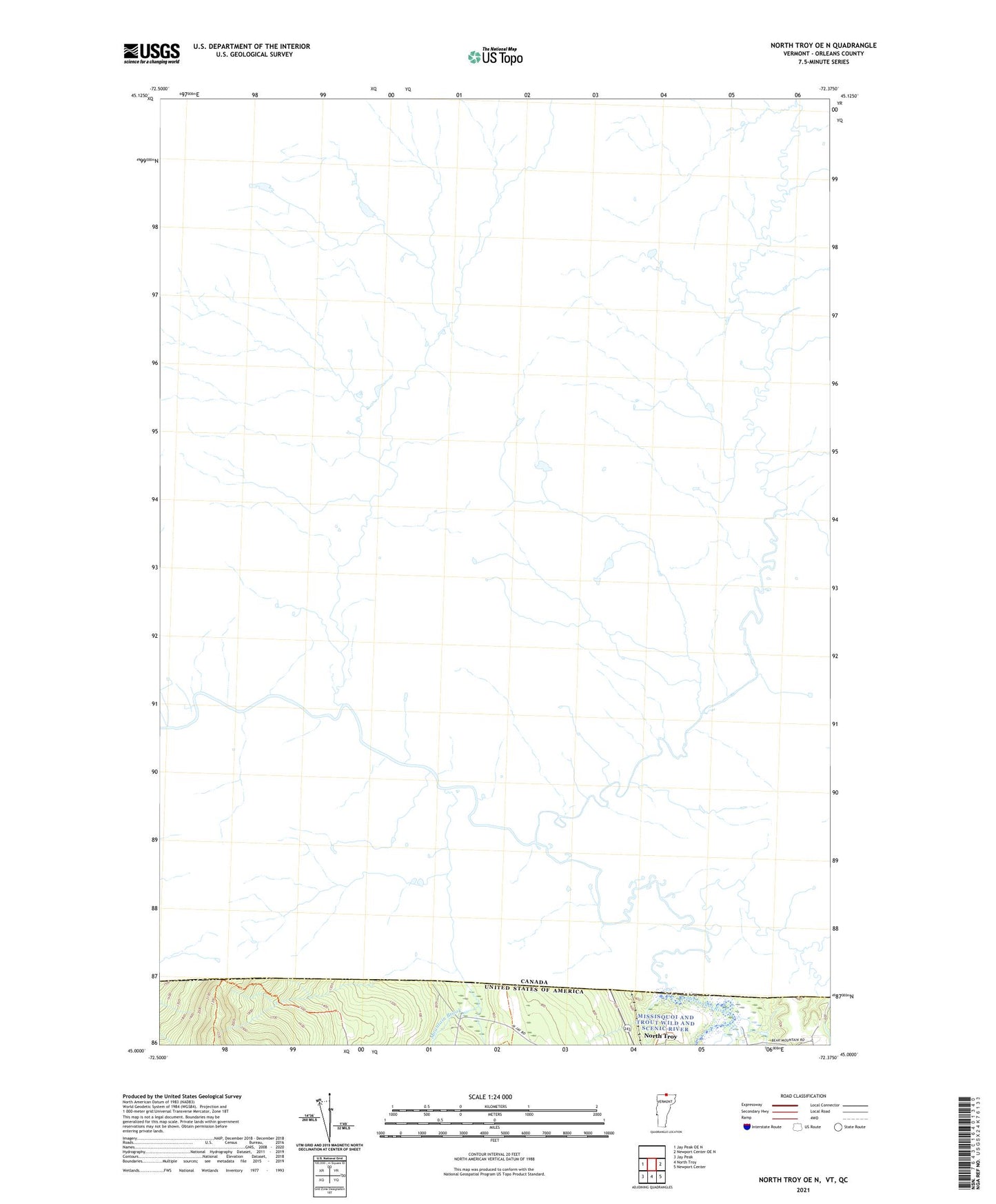 North Troy OE N Vermont US Topo Map Image