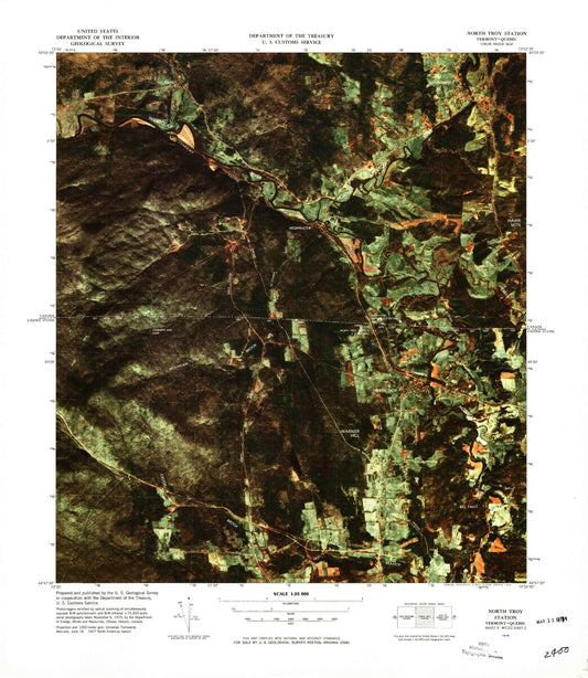Classic USGS North Troy Station Vermont 7.5'x7.5' Topo Map Image