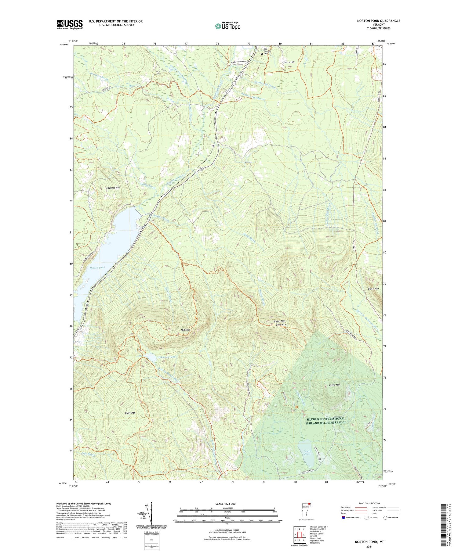 Norton Pond Vermont US Topo Map Image