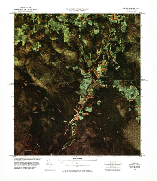 Classic USGS Norton Port of Entry Vermont 7.5'x7.5' Topo Map Image