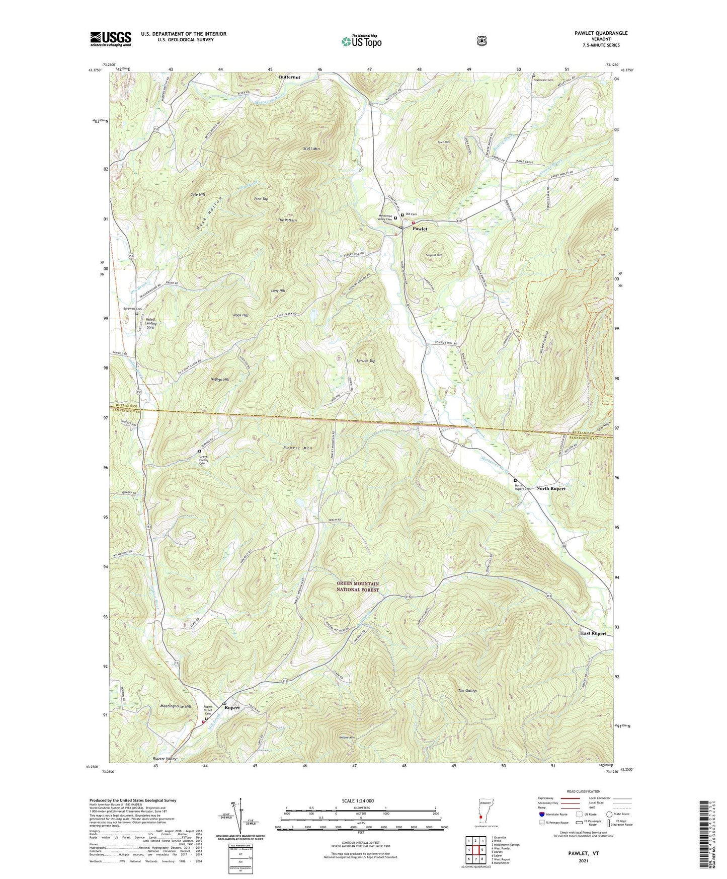 Pawlet Vermont US Topo Map Image