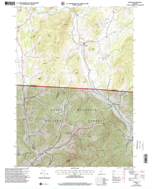 Classic USGS Pawlet Vermont 7.5'x7.5' Topo Map Image