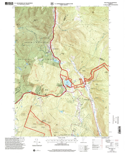 Classic USGS Pico Peak Vermont 7.5'x7.5' Topo Map Image