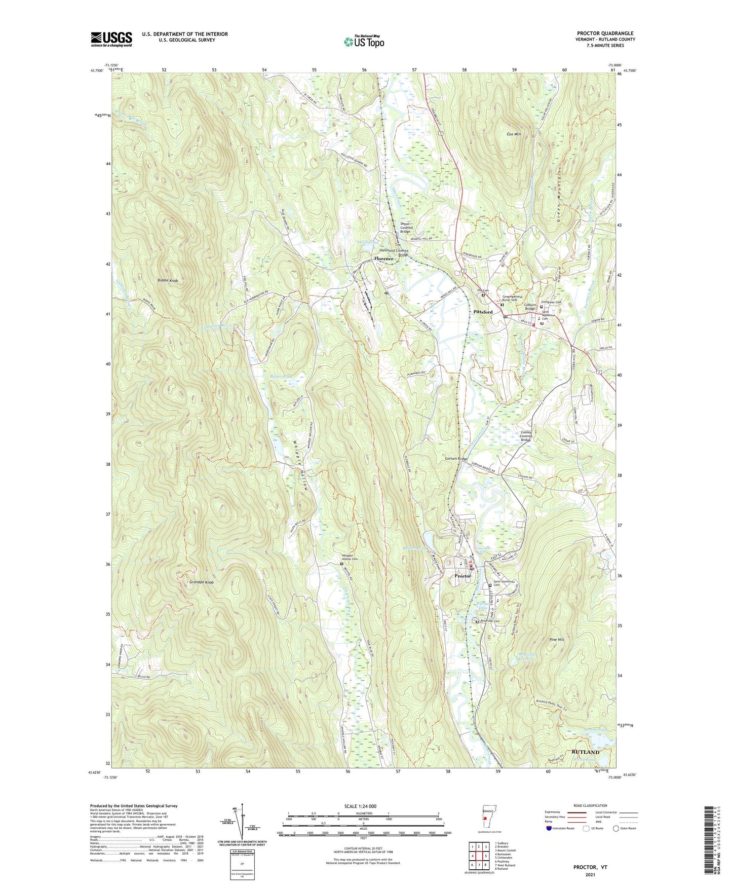 Proctor Vermont US Topo Map Image