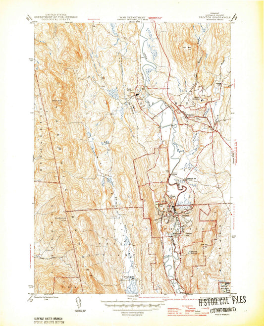 Classic USGS Proctor Vermont 7.5'x7.5' Topo Map Image
