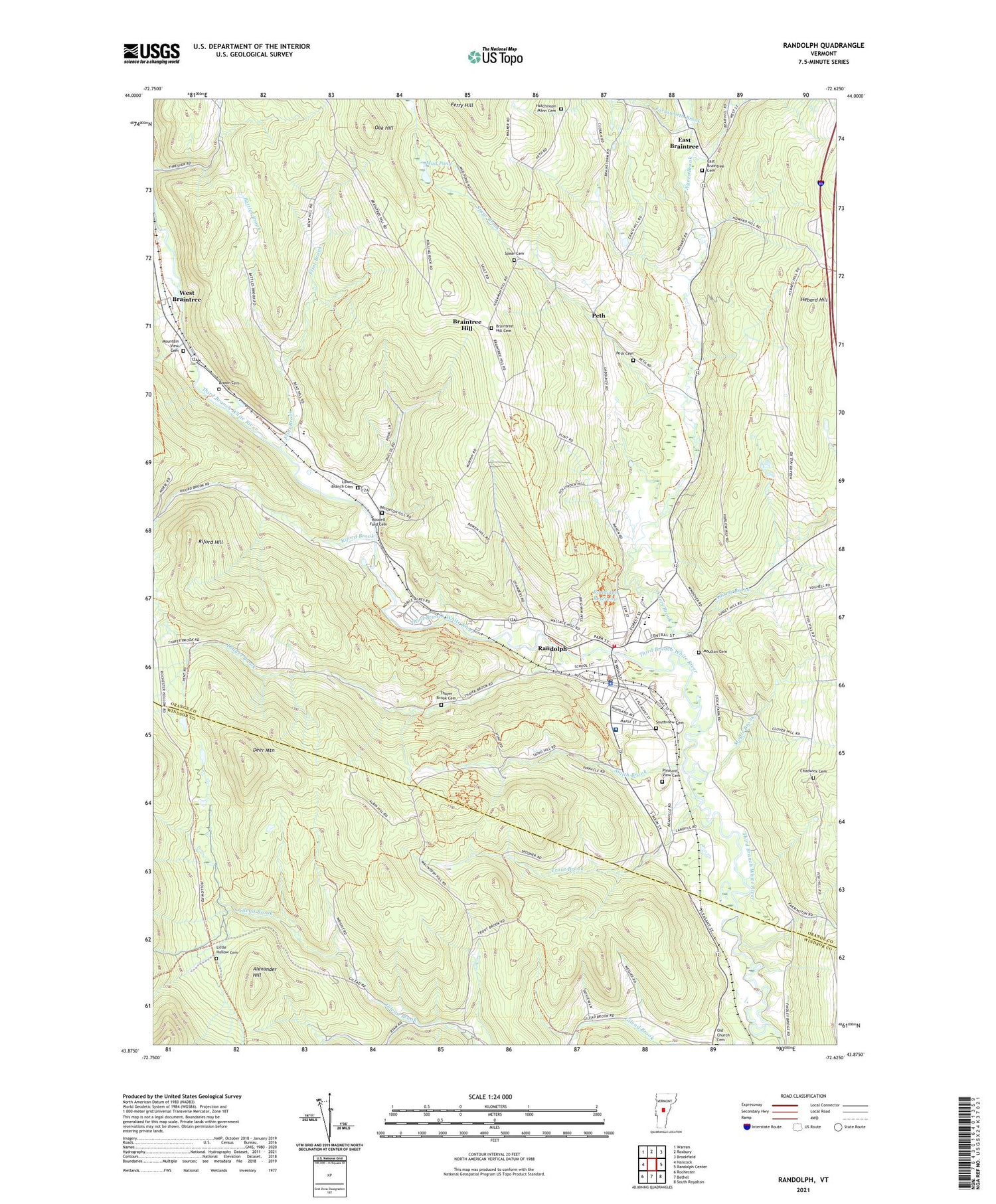 Randolph Vermont US Topo Map Image
