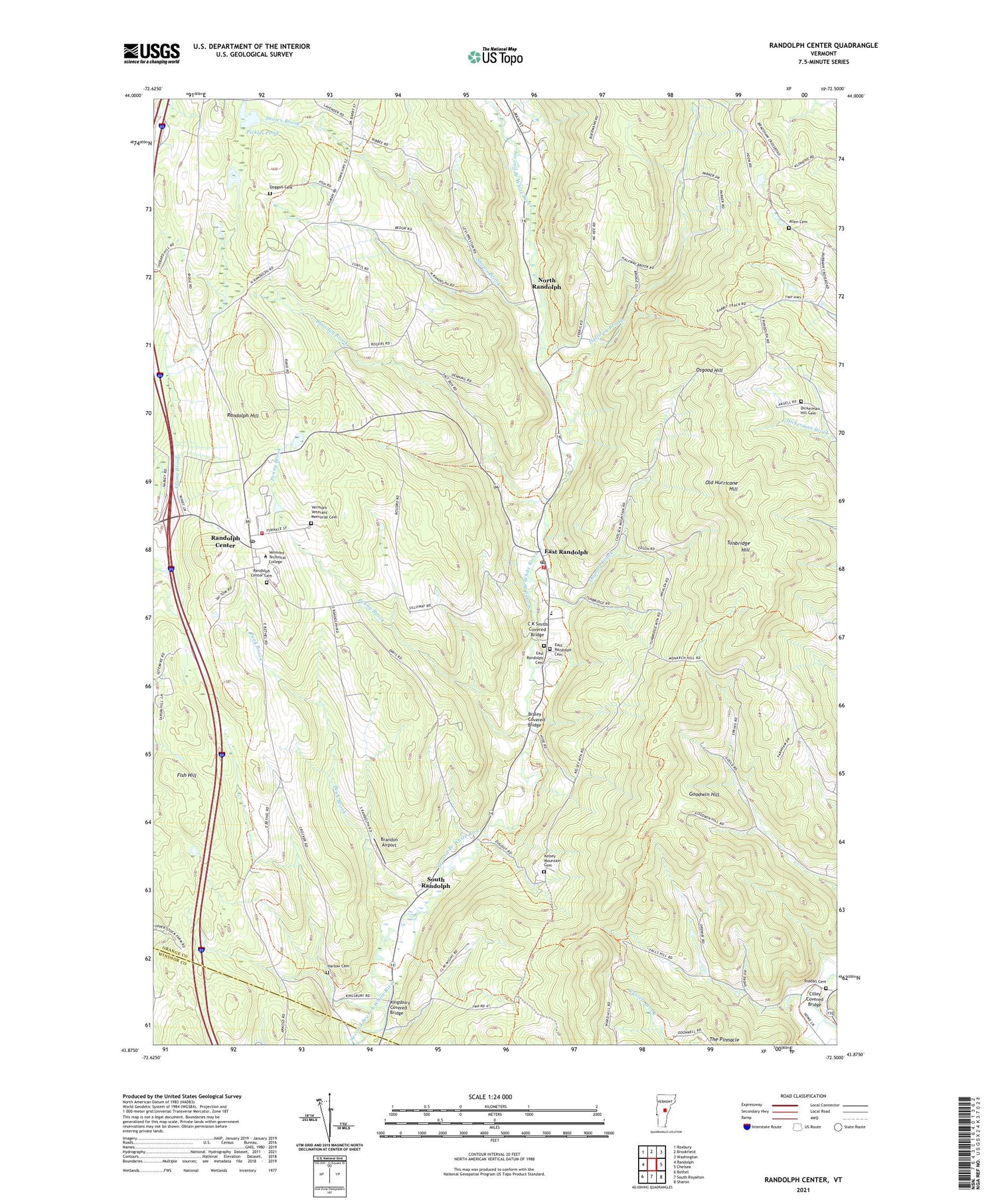 Randolph Center Vermont US Topo Map Image