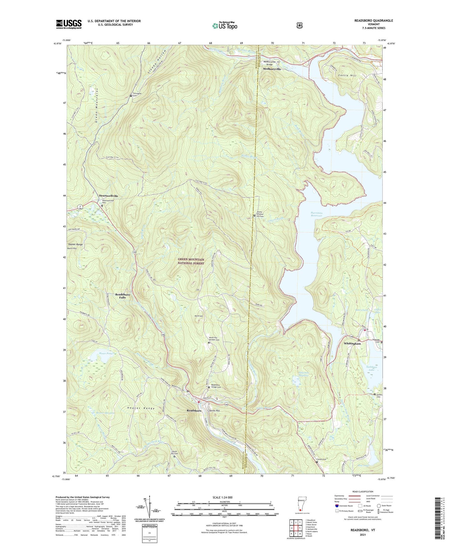 Readsboro Vermont US Topo Map Image