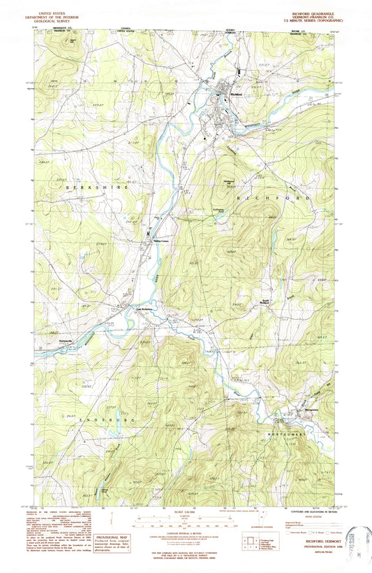 Classic USGS Richford Vermont 7.5'x7.5' Topo Map Image