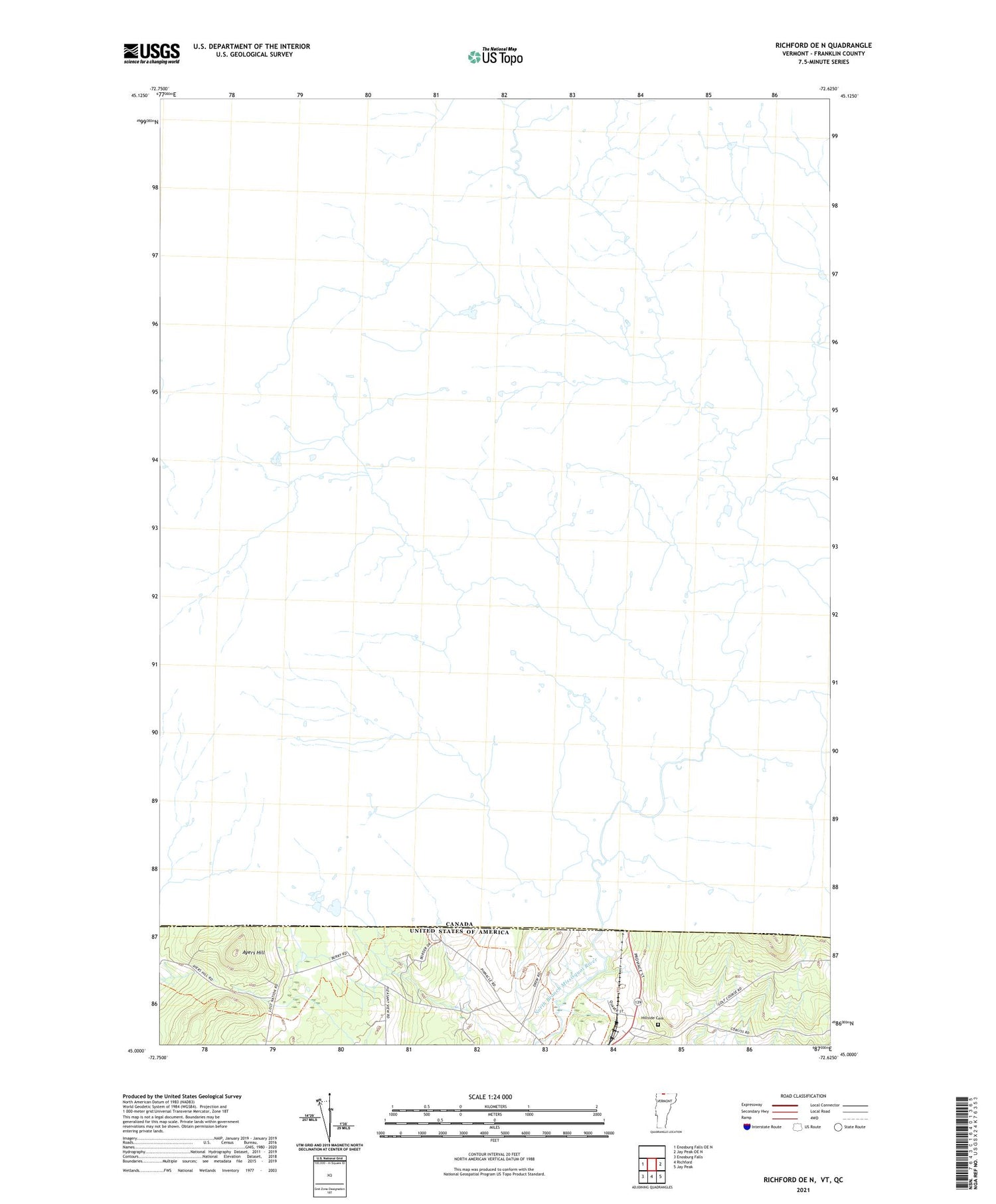 Richford OE N Vermont US Topo Map Image