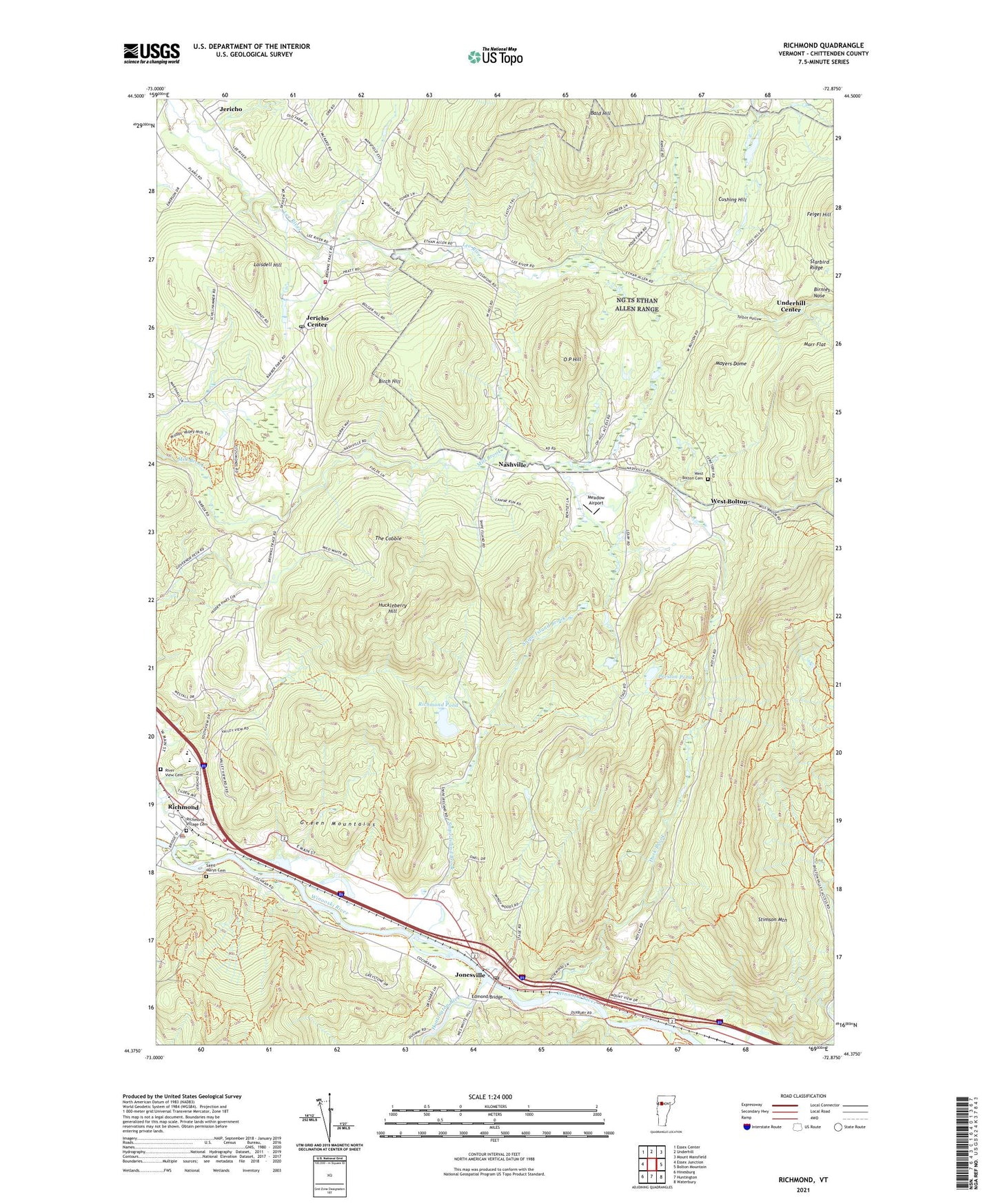 Richmond Vermont US Topo Map Image