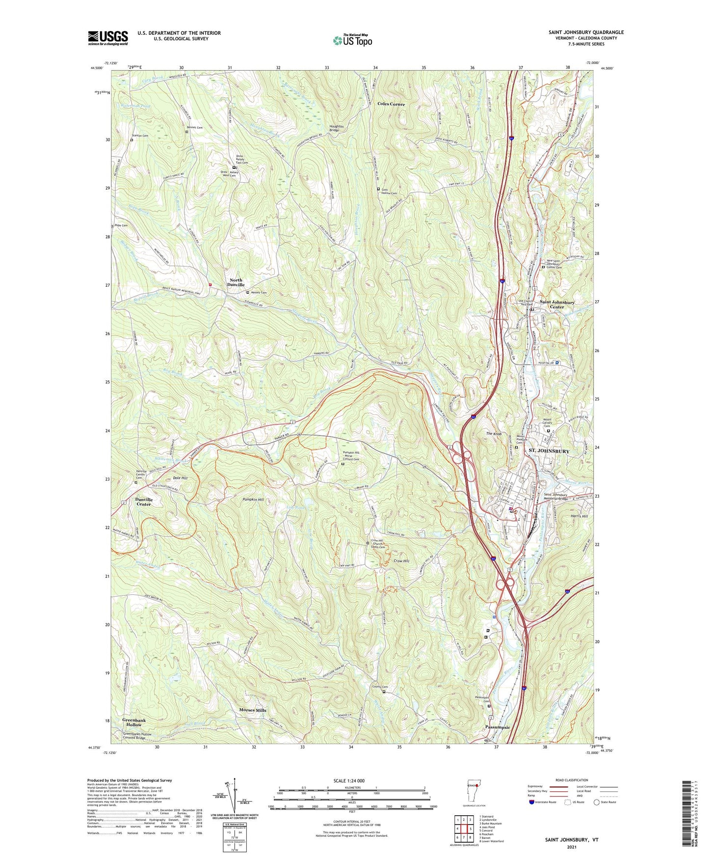 Saint Johnsbury Vermont US Topo Map Image