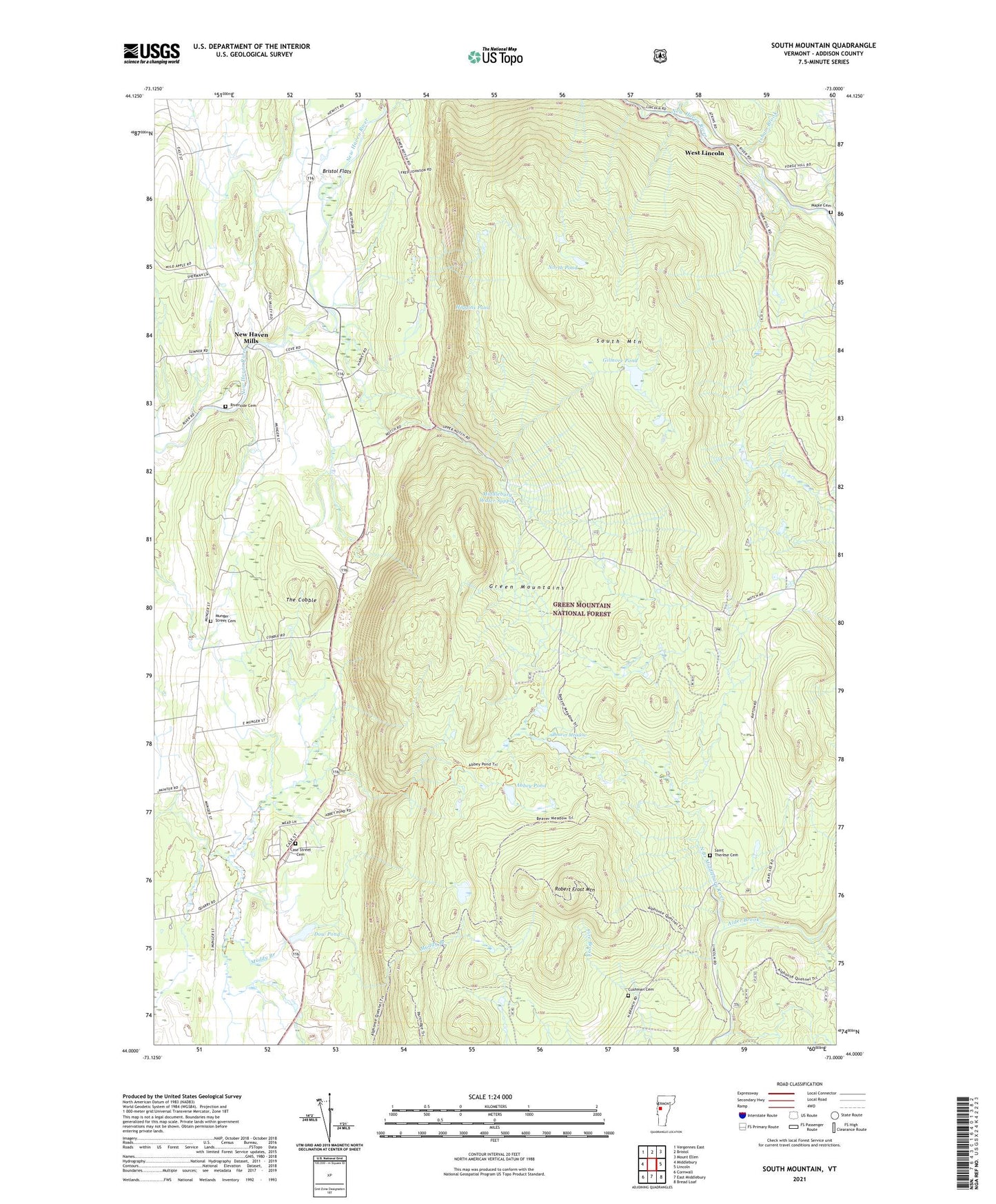 South Mountain Vermont US Topo Map Image