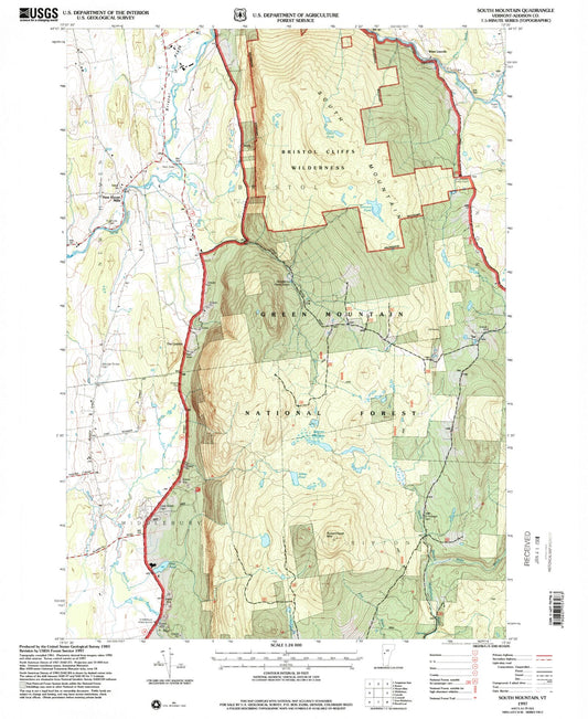 Classic USGS South Mountain Vermont 7.5'x7.5' Topo Map Image