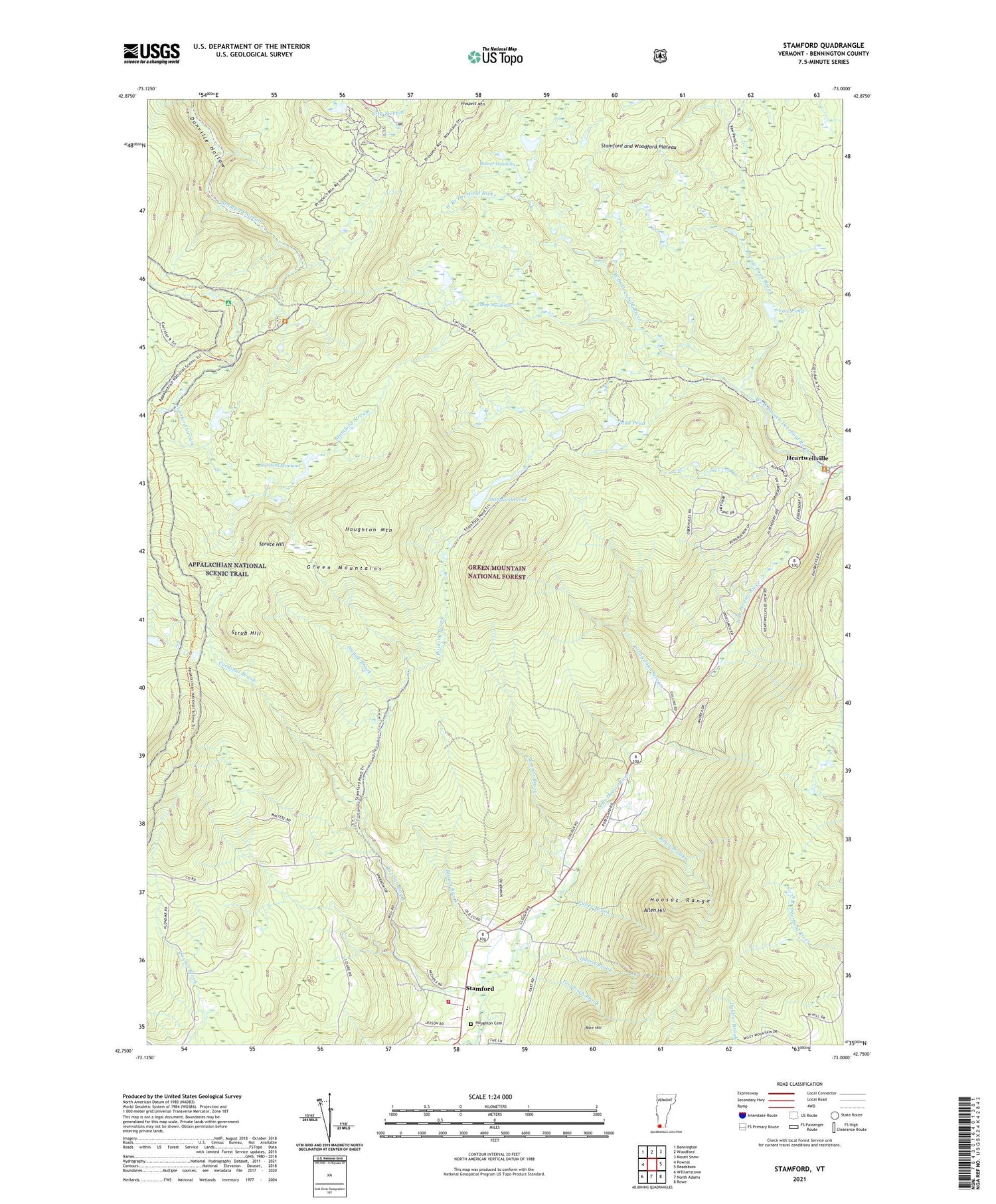 Stamford Vermont US Topo Map Image