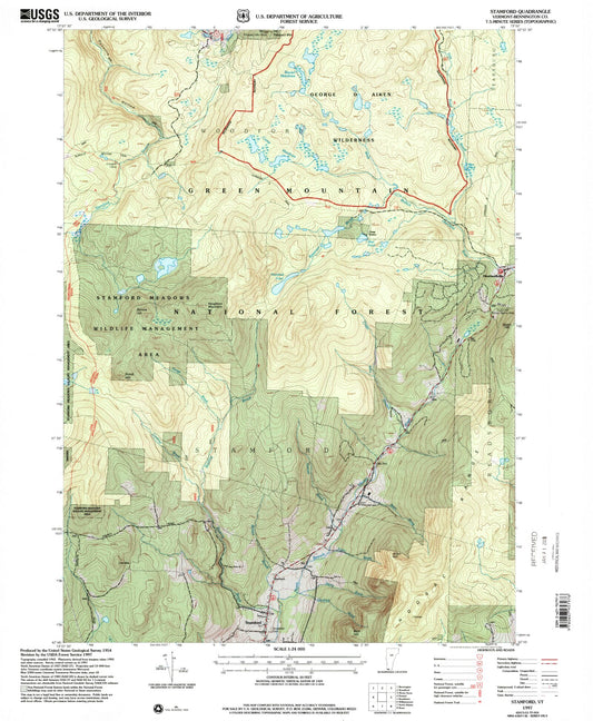 Classic USGS Stamford Vermont 7.5'x7.5' Topo Map Image