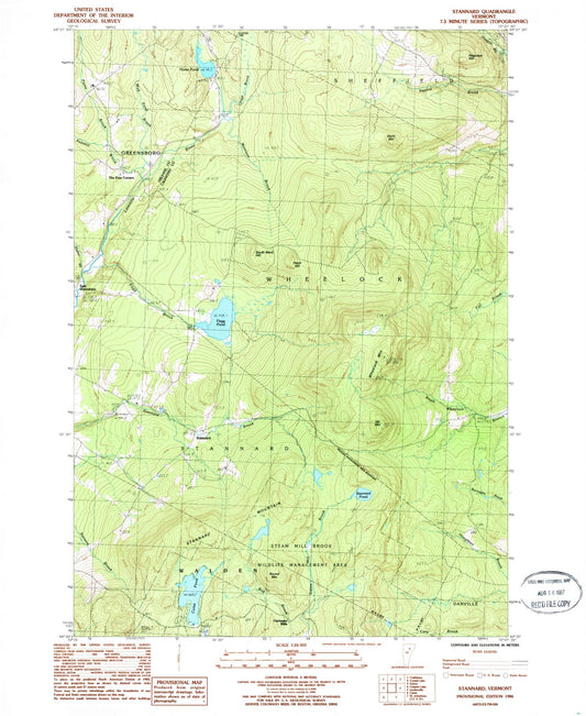 Classic USGS Stannard Vermont 7.5'x7.5' Topo Map Image