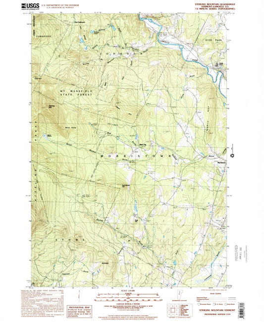 Classic USGS Sterling Mountain Vermont 7.5'x7.5' Topo Map Image
