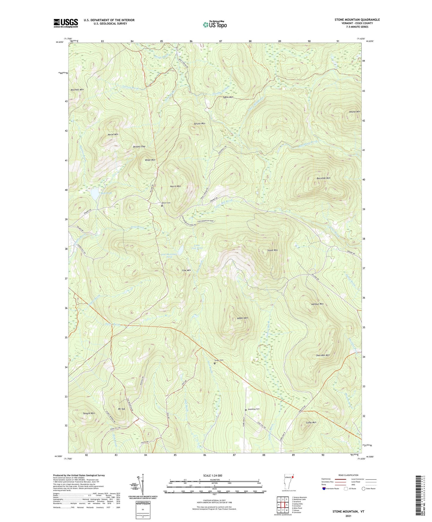 Stone Mountain Vermont US Topo Map Image