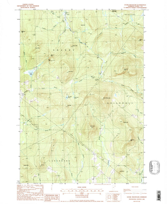 Classic USGS Stone Mountain Vermont 7.5'x7.5' Topo Map Image
