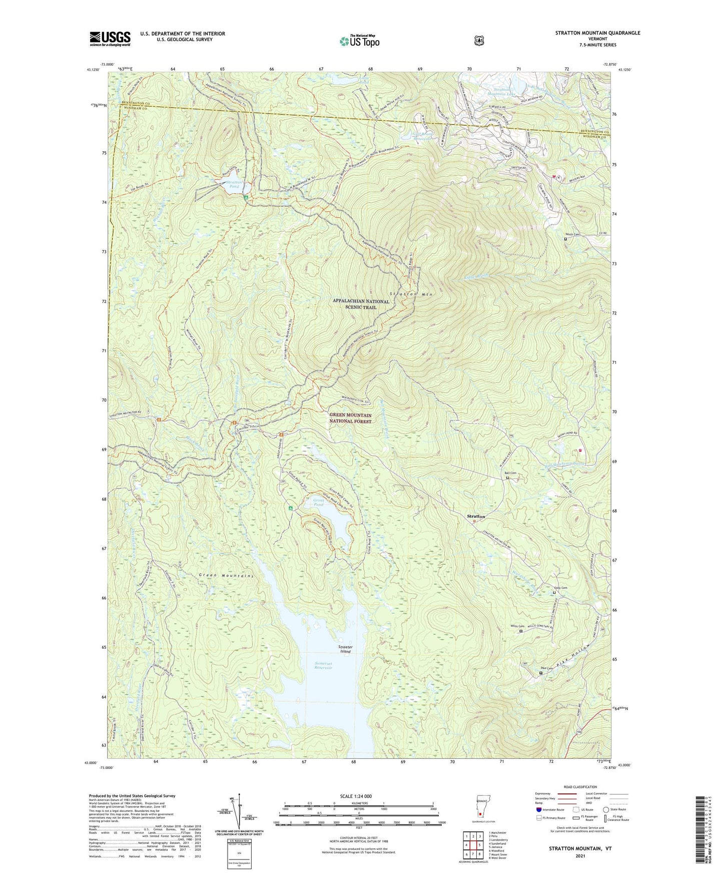 Stratton Mountain Vermont US Topo Map Image