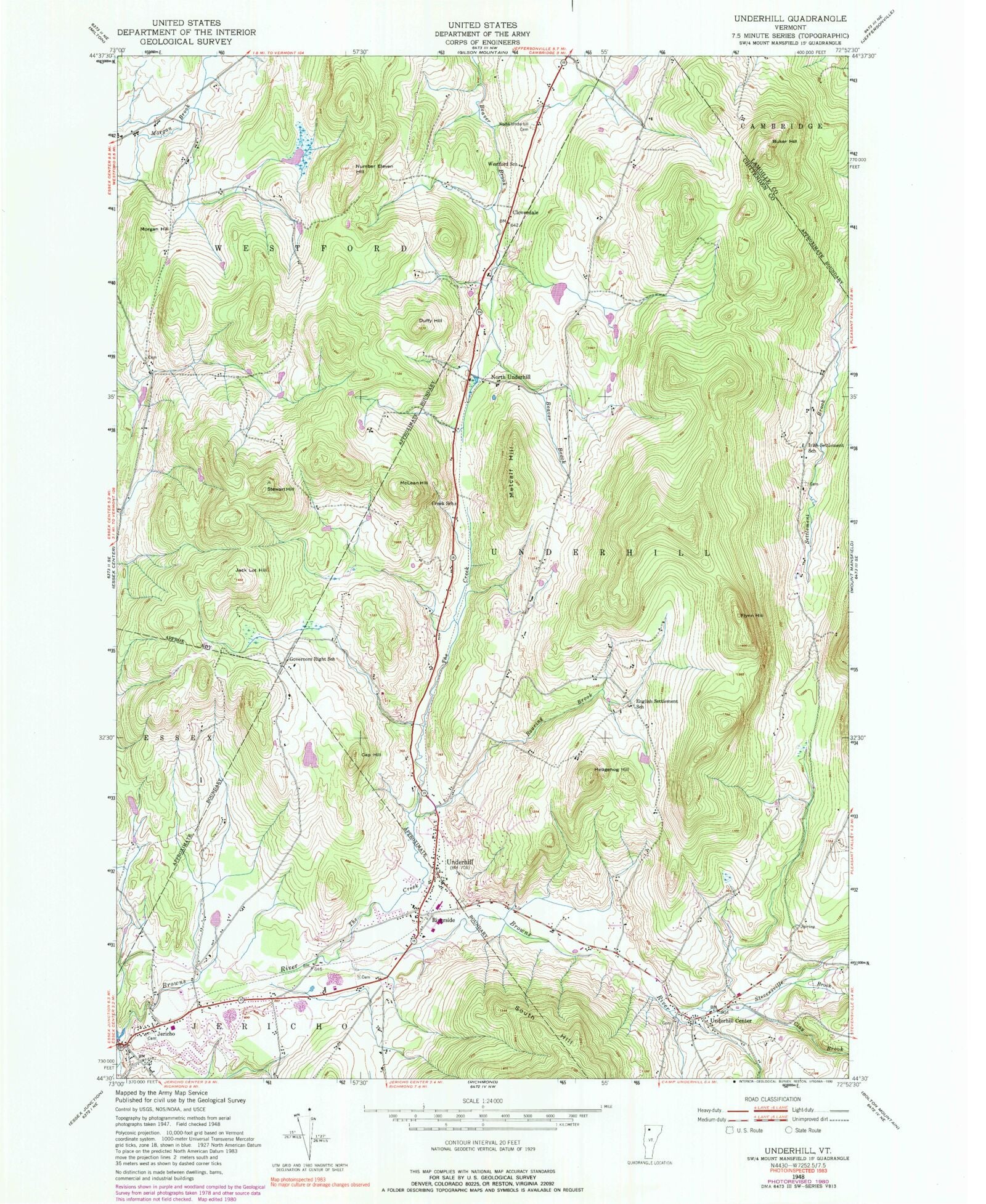 Classic USGS Underhill Vermont 7.5'x7.5' Topo Map – MyTopo Map Store