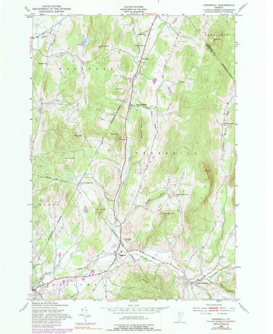 Classic USGS Underhill Vermont 7.5'x7.5' Topo Map Image
