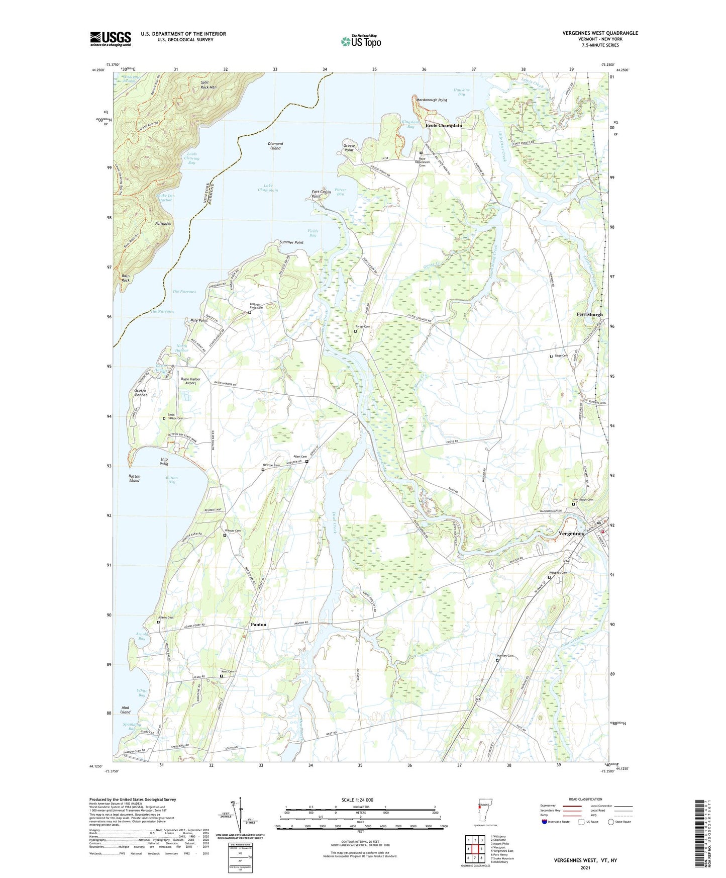 Vergennes West Vermont US Topo Map Image