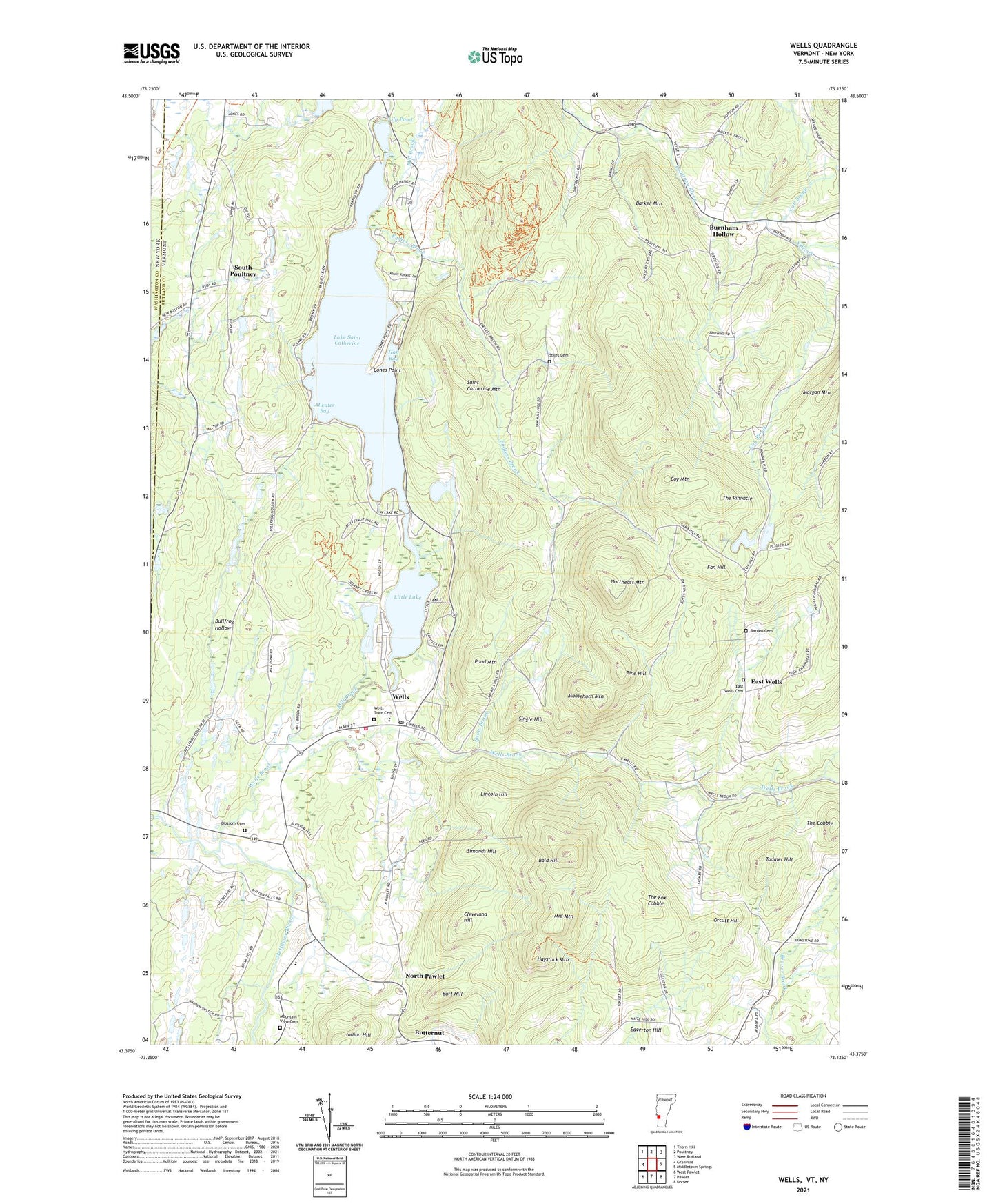 Wells Vermont US Topo Map Image