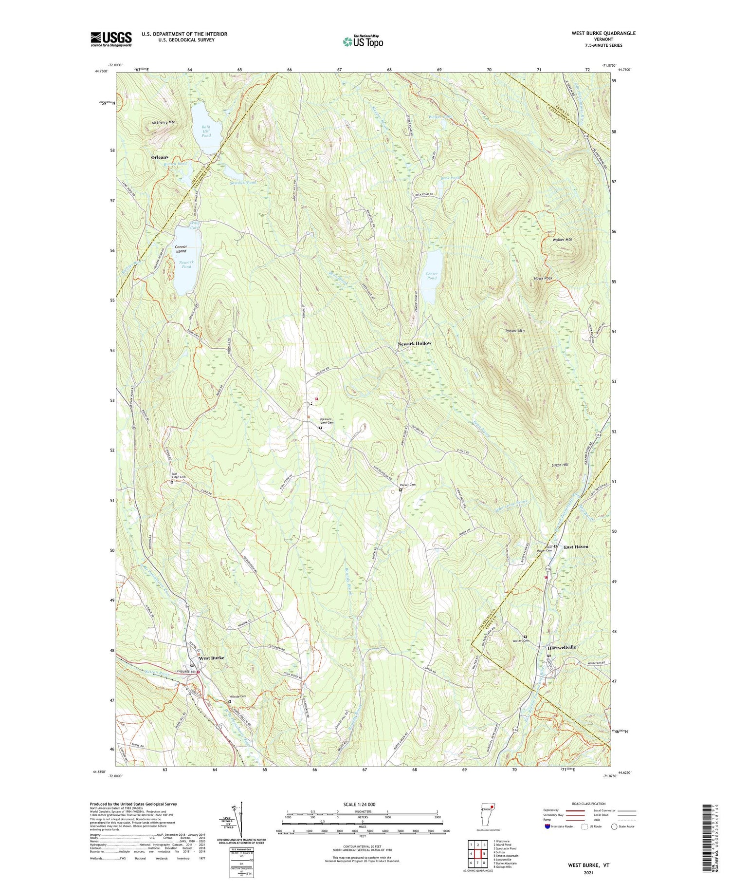 West Burke Vermont US Topo Map Image