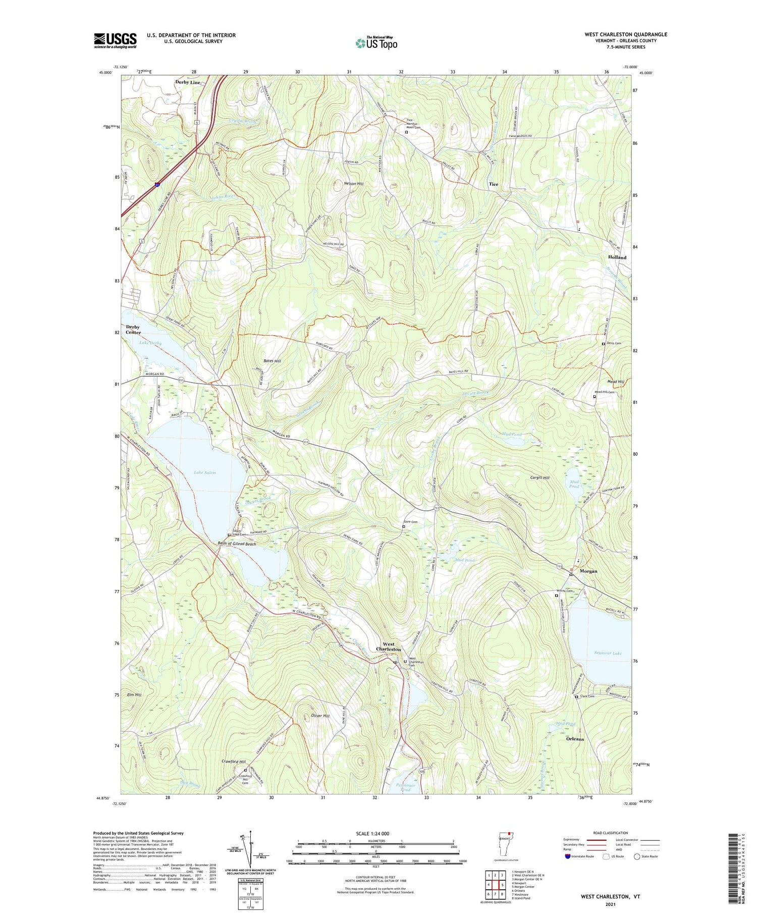 West Charleston Vermont US Topo Map Image