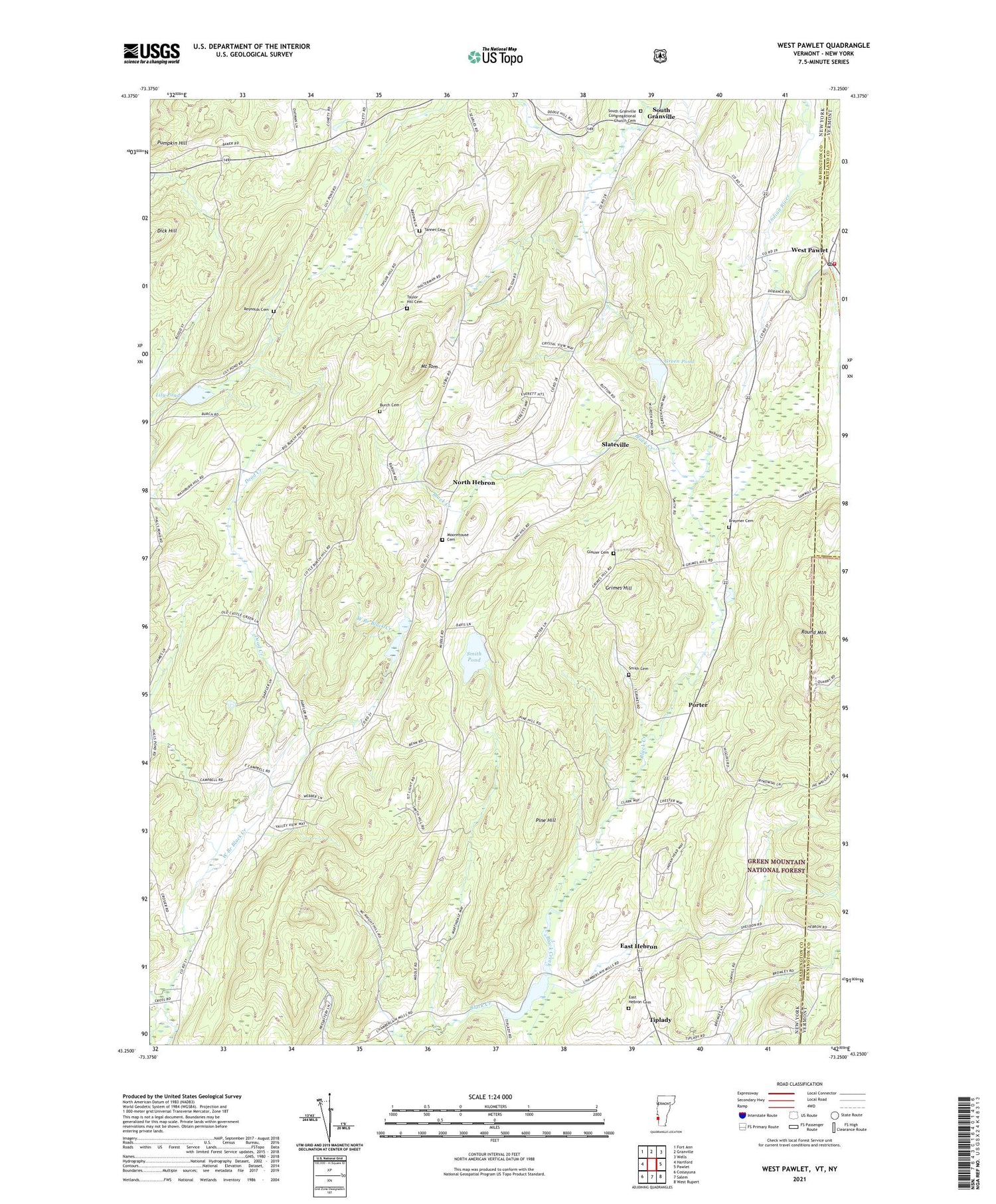 West Pawlet Vermont US Topo Map Image