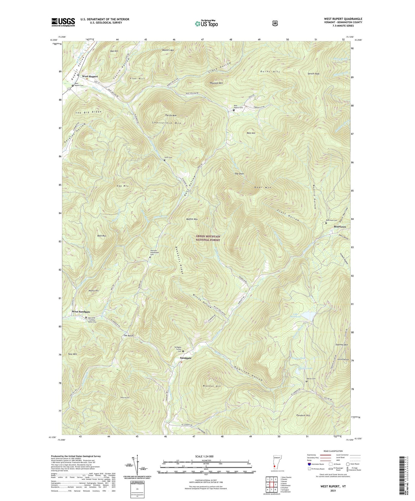 West Rupert Vermont US Topo Map Image