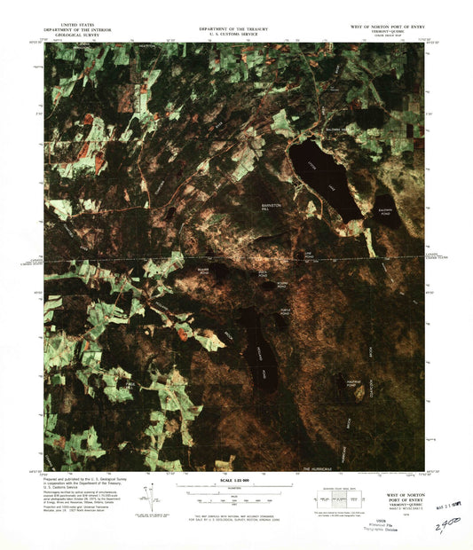 Classic USGS West of Norton Point of Entry Vermont 7.5'x7.5' Topo Map Image