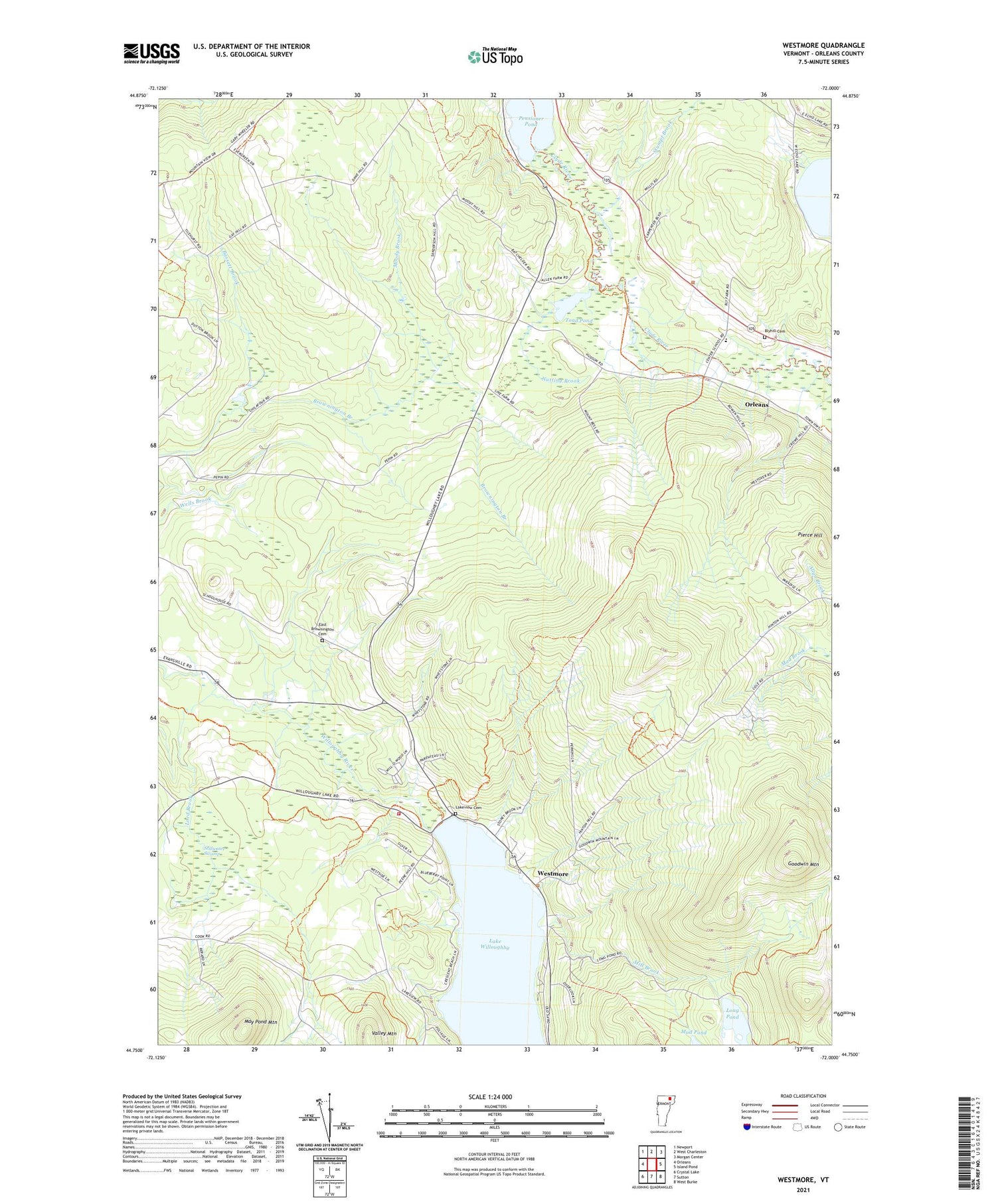 Westmore Vermont US Topo Map Image