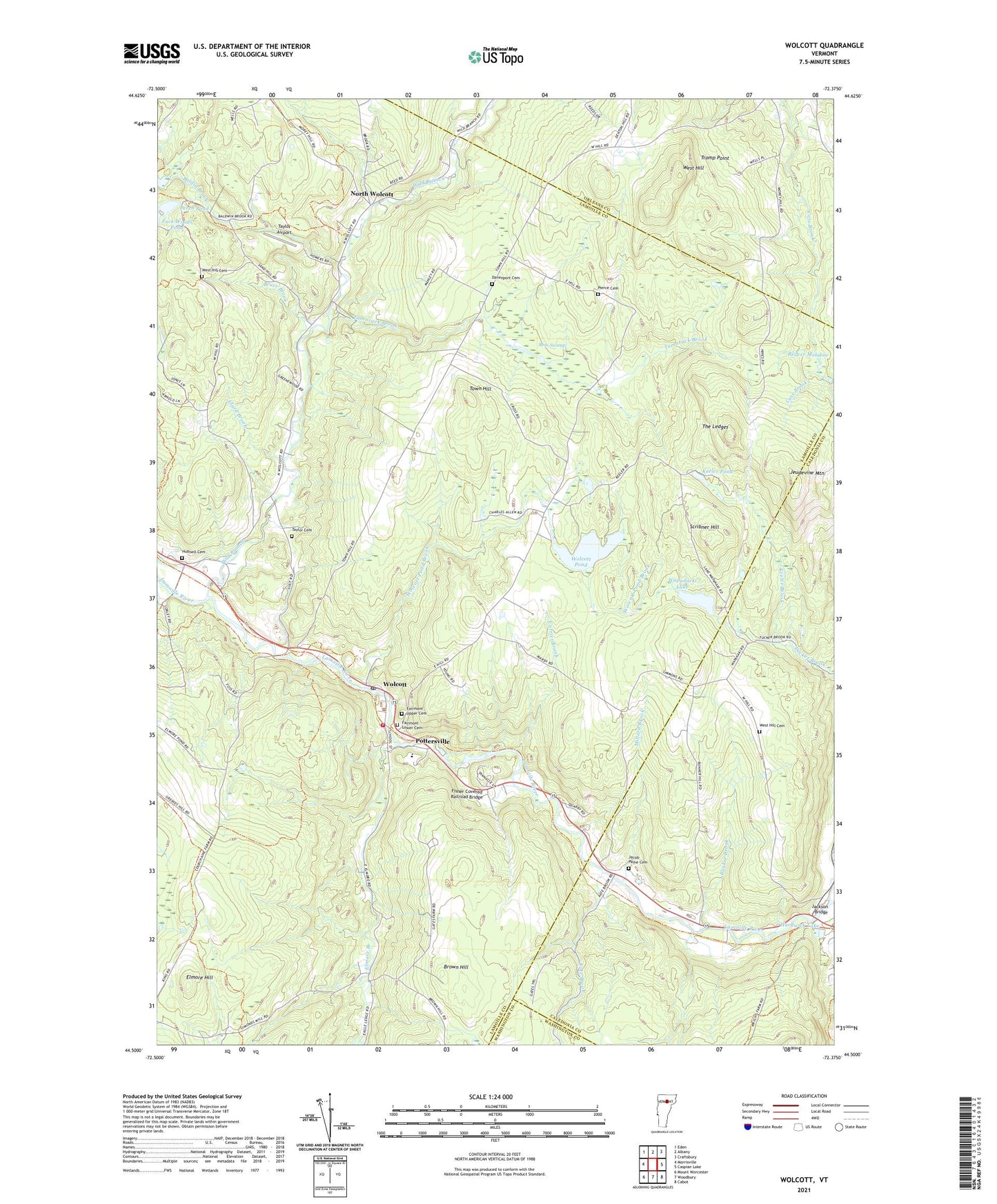 Wolcott Vermont US Topo Map Image
