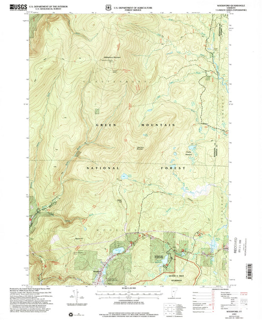 Classic USGS Woodford Vermont 7.5'x7.5' Topo Map Image