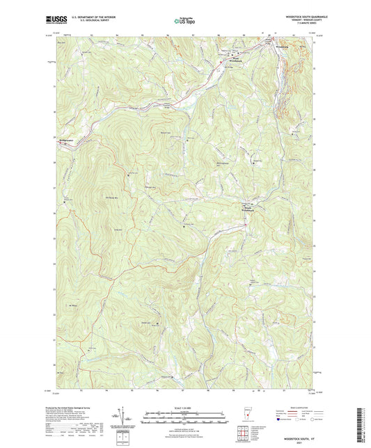 Woodstock South Vermont US Topo Map Image