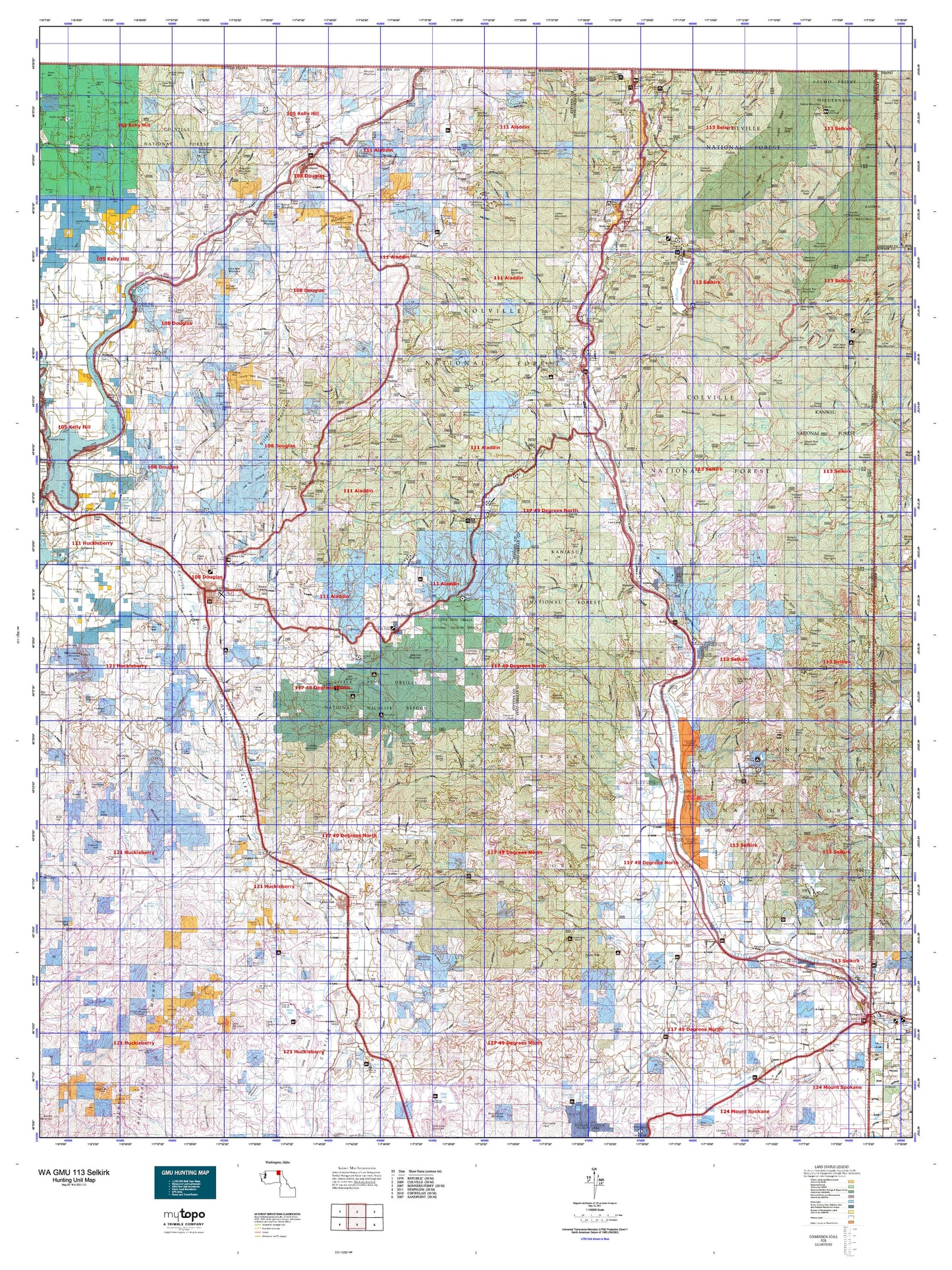 Washington GMU 113 Selkirk Map Image